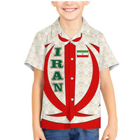 Iran Flag Pattern Family Matching Mermaid Dress and Hawaiian Shirt with Bold Red National Emblem Design