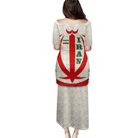 Iran Flag Pattern Family Matching Puletasi and Hawaiian Shirt with Bold Red National Emblem Design