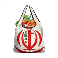Iran Flag Pattern Grocery Bag with Bold Red National Emblem Design