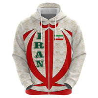 Iran Flag Pattern Hoodie with Bold Red National Emblem Design