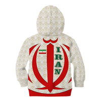 Iran Flag Pattern Kid Hoodie with Bold Red National Emblem Design