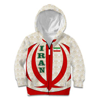 Iran Flag Pattern Kid Hoodie with Bold Red National Emblem Design