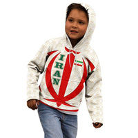 Iran Flag Pattern Kid Hoodie with Bold Red National Emblem Design
