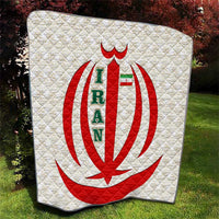 Iran Flag Pattern Quilt with Bold Red National Emblem Design