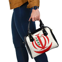 Iran Flag Pattern Shoulder Handbag with Bold Red National Emblem Design