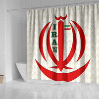 Iran Flag Pattern Shower Curtain with Bold Red National Emblem Design