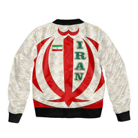 Iran Flag Pattern Sleeve Zip Bomber Jacket with Bold Red National Emblem Design