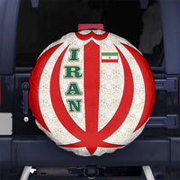 Iran Flag Pattern Spare Tire Cover with Bold Red National Emblem Design