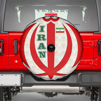 Iran Flag Pattern Spare Tire Cover with Bold Red National Emblem Design