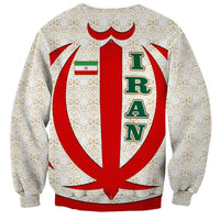 Iran Flag Pattern Sweatshirt with Bold Red National Emblem Design