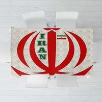 Iran Flag Pattern Tablecloth with Bold Red National Emblem Design