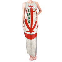 Iran Flag Pattern Tank Maxi Dress with Bold Red National Emblem Design