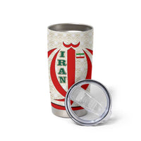 Iran Flag Pattern Tumbler Cup with Bold Red National Emblem Design