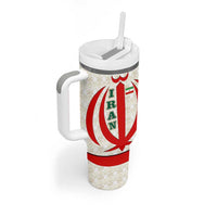 Iran Flag Pattern Tumbler With Handle with Bold Red National Emblem Design