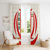 Iran Flag Pattern Window Curtain with Bold Red National Emblem Design