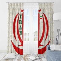 Iran Flag Pattern Window Curtain with Bold Red National Emblem Design