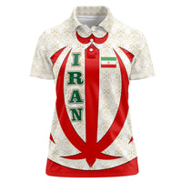 Iran Flag Pattern Women Polo Shirt with Bold Red National Emblem Design