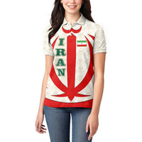 Iran Flag Pattern Women Polo Shirt with Bold Red National Emblem Design