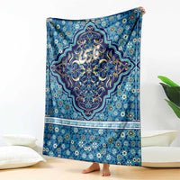 Iranian Mosaic Art Pattern Blanket with Persian Calligraphy and Flag Accents