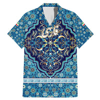 Iranian Mosaic Art Pattern Family Matching Mermaid Dress and Hawaiian Shirt with Persian Calligraphy and Flag Accents