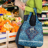 Iranian Mosaic Art Pattern Grocery Bag with Persian Calligraphy and Flag Accents