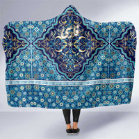 Iranian Mosaic Art Pattern Hooded Blanket with Persian Calligraphy and Flag Accents