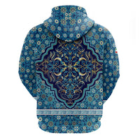 Iranian Mosaic Art Pattern Hoodie with Persian Calligraphy and Flag Accents