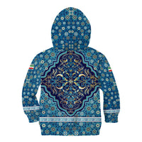 Iranian Mosaic Art Pattern Kid Hoodie with Persian Calligraphy and Flag Accents