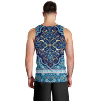 Iranian Mosaic Art Pattern Men Tank Top with Persian Calligraphy and Flag Accents