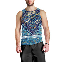 Iranian Mosaic Art Pattern Men Tank Top with Persian Calligraphy and Flag Accents