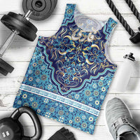 Iranian Mosaic Art Pattern Men Tank Top with Persian Calligraphy and Flag Accents