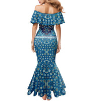 Iranian Mosaic Art Pattern Mermaid Dress with Persian Calligraphy and Flag Accents