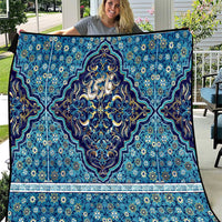 Iranian Mosaic Art Pattern Quilt with Persian Calligraphy and Flag Accents