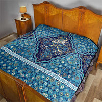 Iranian Mosaic Art Pattern Quilt with Persian Calligraphy and Flag Accents