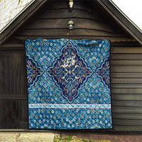 Iranian Mosaic Art Pattern Quilt with Persian Calligraphy and Flag Accents