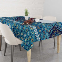 Iranian Mosaic Art Pattern Tablecloth with Persian Calligraphy and Flag Accents