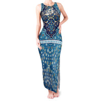 Iranian Mosaic Art Pattern Tank Maxi Dress with Persian Calligraphy and Flag Accents