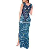 Iranian Mosaic Art Pattern Tank Maxi Dress with Persian Calligraphy and Flag Accents