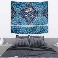Iranian Mosaic Art Pattern Tapestry with Persian Calligraphy and Flag Accents