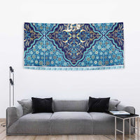 Iranian Mosaic Art Pattern Tapestry with Persian Calligraphy and Flag Accents