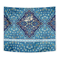Iranian Mosaic Art Pattern Tapestry with Persian Calligraphy and Flag Accents