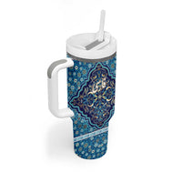 Iranian Mosaic Art Pattern Tumbler With Handle with Persian Calligraphy and Flag Accents