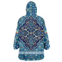 Iranian Mosaic Art Pattern Wearable Blanket Hoodie with Persian Calligraphy and Flag Accents