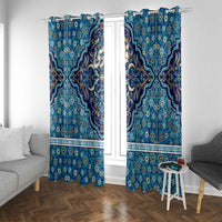 Iranian Mosaic Art Pattern Window Curtain with Persian Calligraphy and Flag Accents
