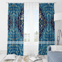Iranian Mosaic Art Pattern Window Curtain with Persian Calligraphy and Flag Accents