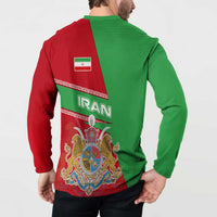 Iran National Heritage Button Sweatshirt with Lion and Sun Emblem and Royal Coat of Arms
