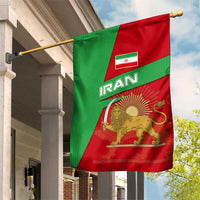 Iran National Heritage Garden Flag with Lion and Sun Emblem and Royal Coat of Arms