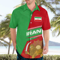 Iran National Heritage Hawaiian Shirt with Lion and Sun Emblem and Royal Coat of Arms