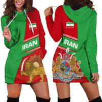 Iran National Heritage Hoodie Dress with Lion and Sun Emblem and Royal Coat of Arms
