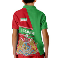 Iran National Heritage Kid Polo Shirt with Lion and Sun Emblem and Royal Coat of Arms